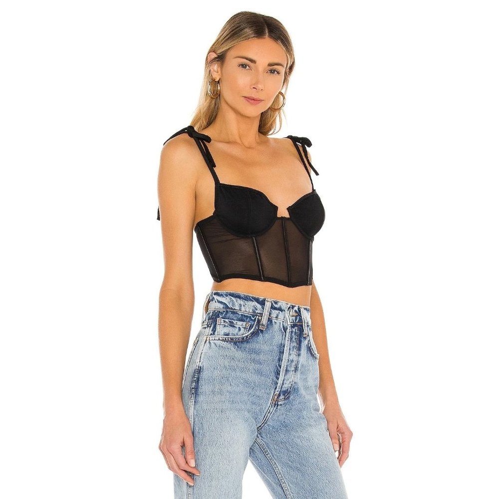 KAT THE LABEL Femme Bustier in Black S M New Nwt Women's Strapless Corset Top